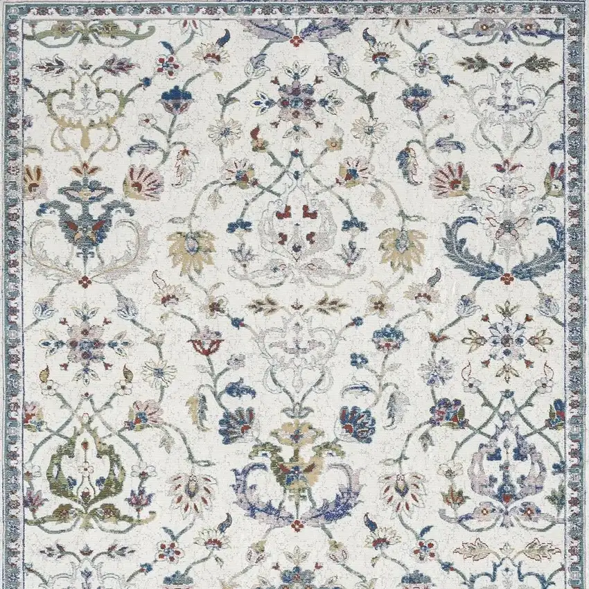 Blue And Sky Blue Floral Area Rug Photo 5