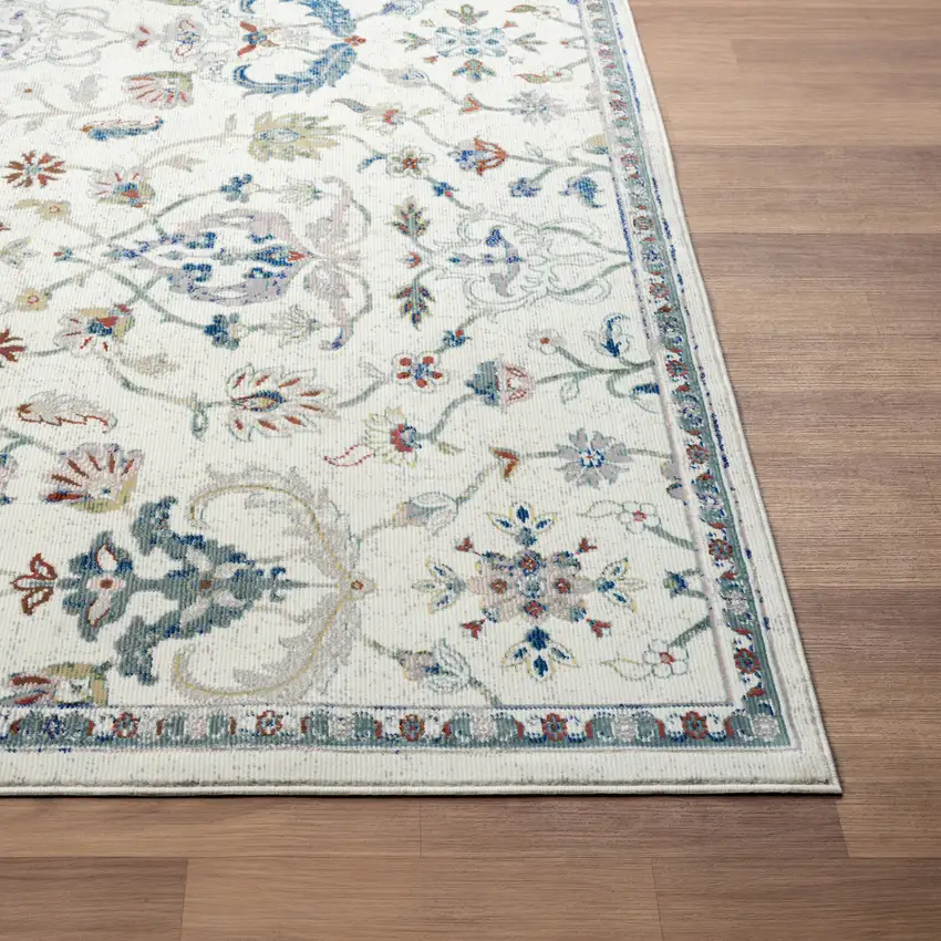 Blue And Sky Blue Floral Area Rug Photo 9