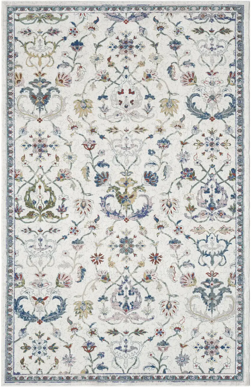 Blue And Sky Blue Floral Area Rug Photo 2