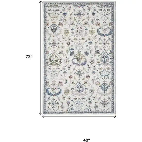 Blue And Sky Blue Floral Area Rug Photo 3
