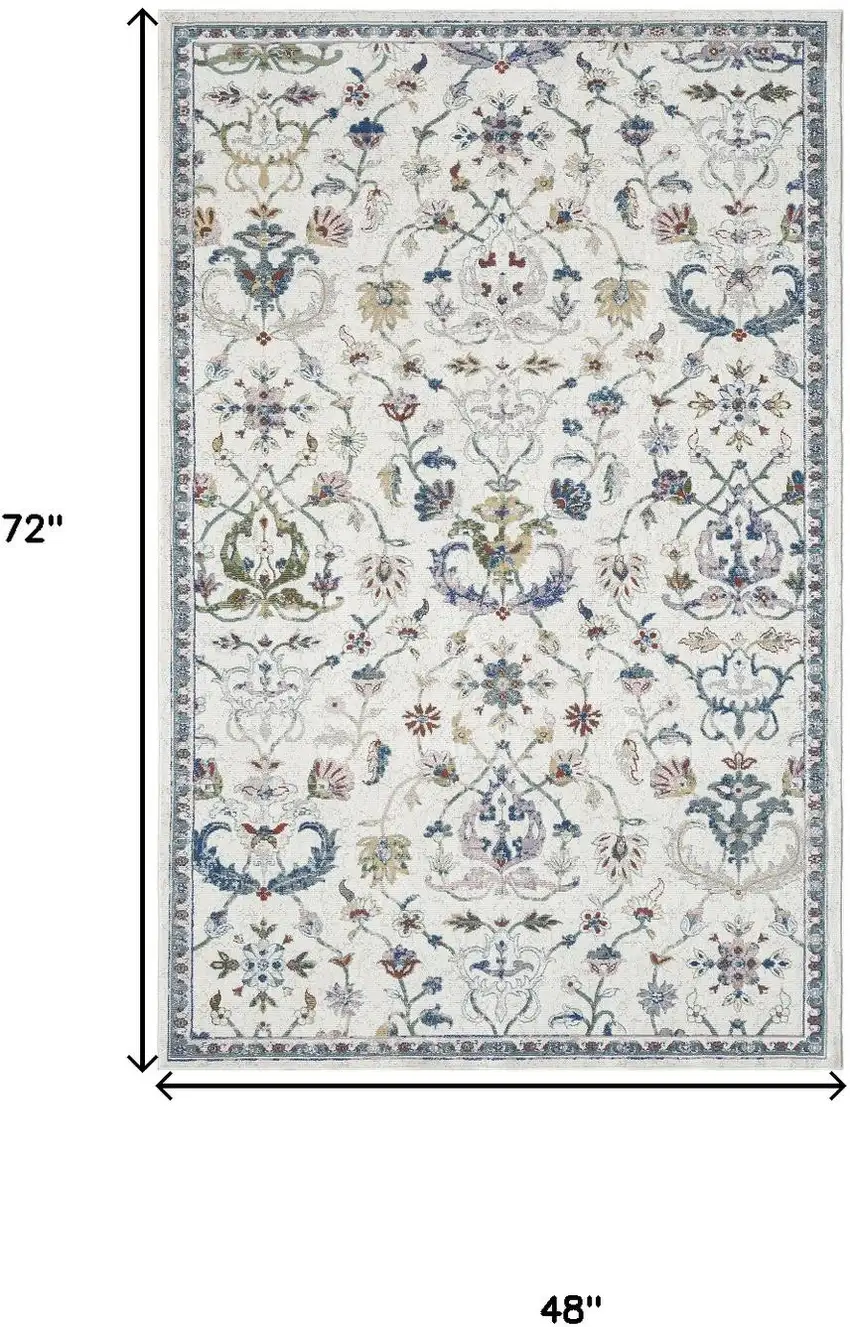 Blue And Sky Blue Floral Area Rug Photo 3