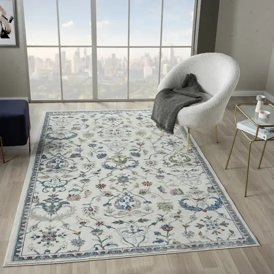 Blue And Sky Blue Floral Area Rug Photo 6