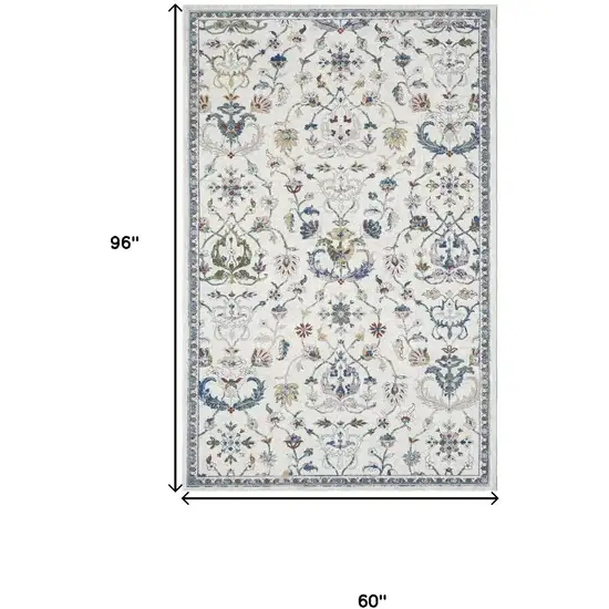 Blue And Sky Blue Floral Area Rug Photo 3