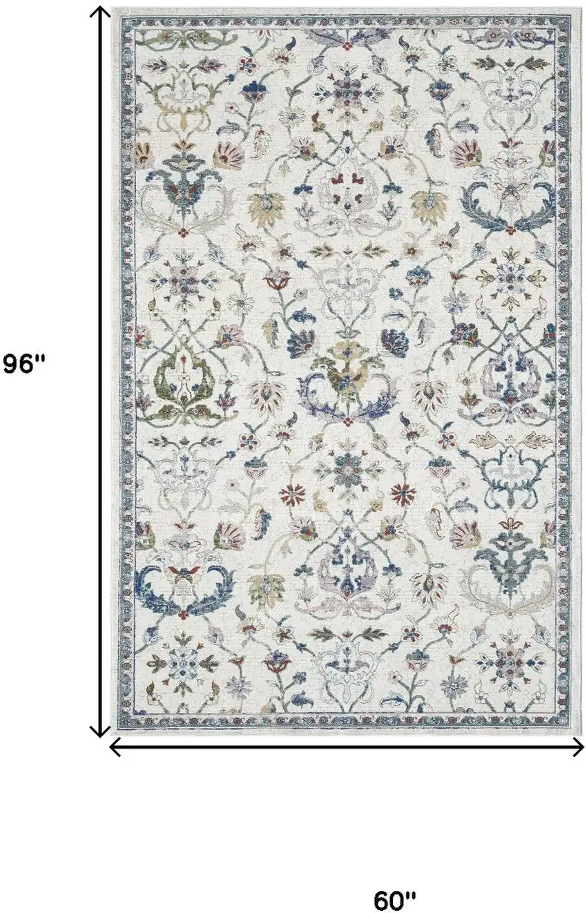 Blue And Sky Blue Floral Area Rug Photo 3