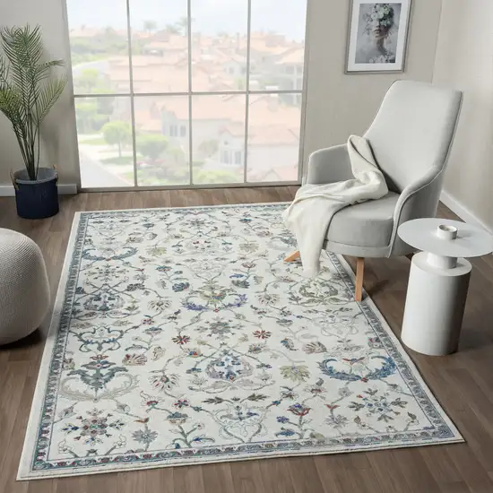 Blue And Sky Blue Floral Area Rug Photo 8