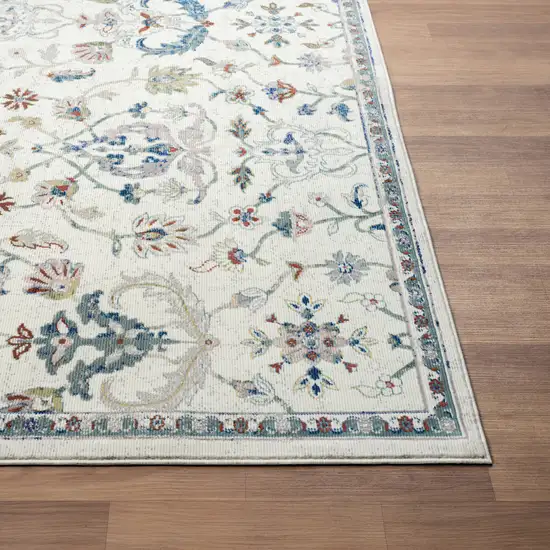 Blue And Sky Blue Floral Area Rug Photo 9