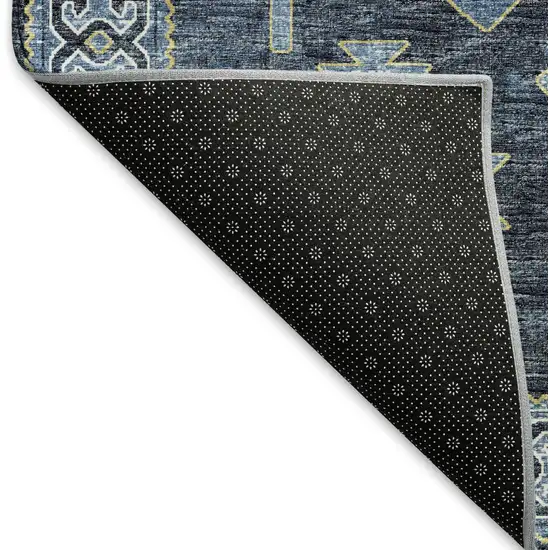 Blue And Sky Blue Geometric Washable Area Rug With UV Protection Photo 6