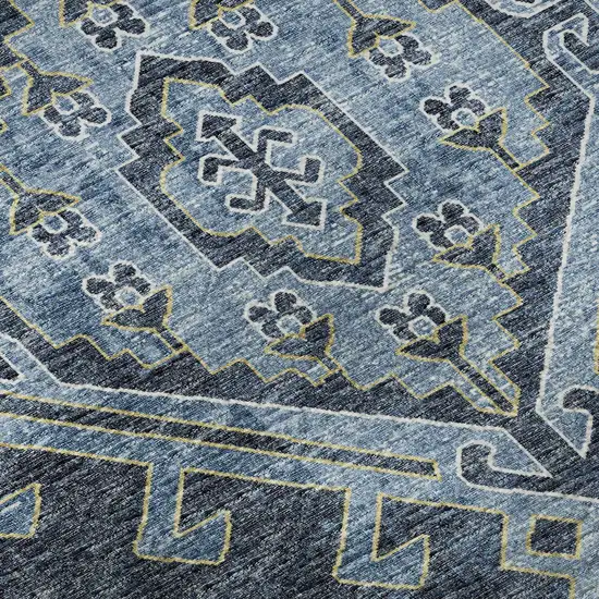 Blue And Sky Blue Geometric Washable Area Rug With UV Protection Photo 9