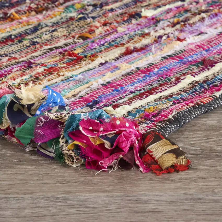 Blue And Sky Blue Striped Hand Woven Area Rug With Fringe Photo 7