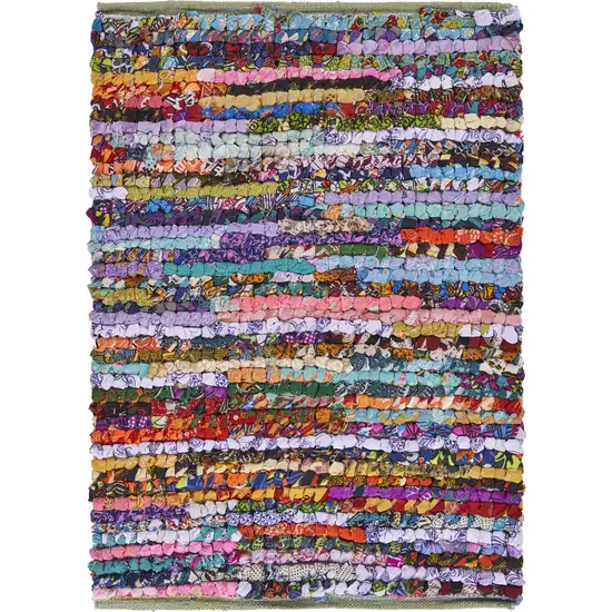 Blue And Sky Blue Striped Hand Woven Area Rug Photo 2