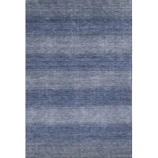 Blue And Sky Blue Striped Washable Area Rug With UV Protection Photo 3