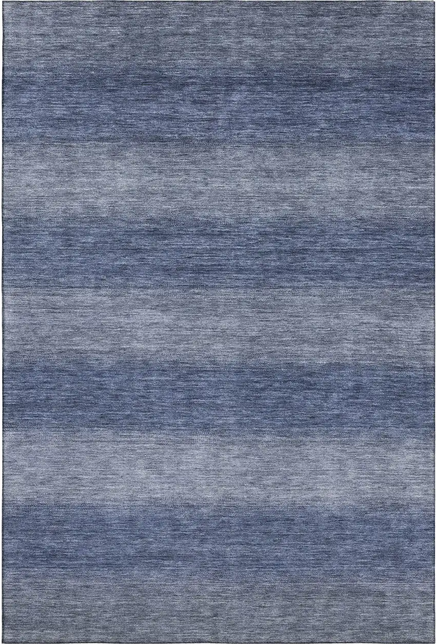 Blue And Sky Blue Striped Washable Area Rug With UV Protection Photo 1