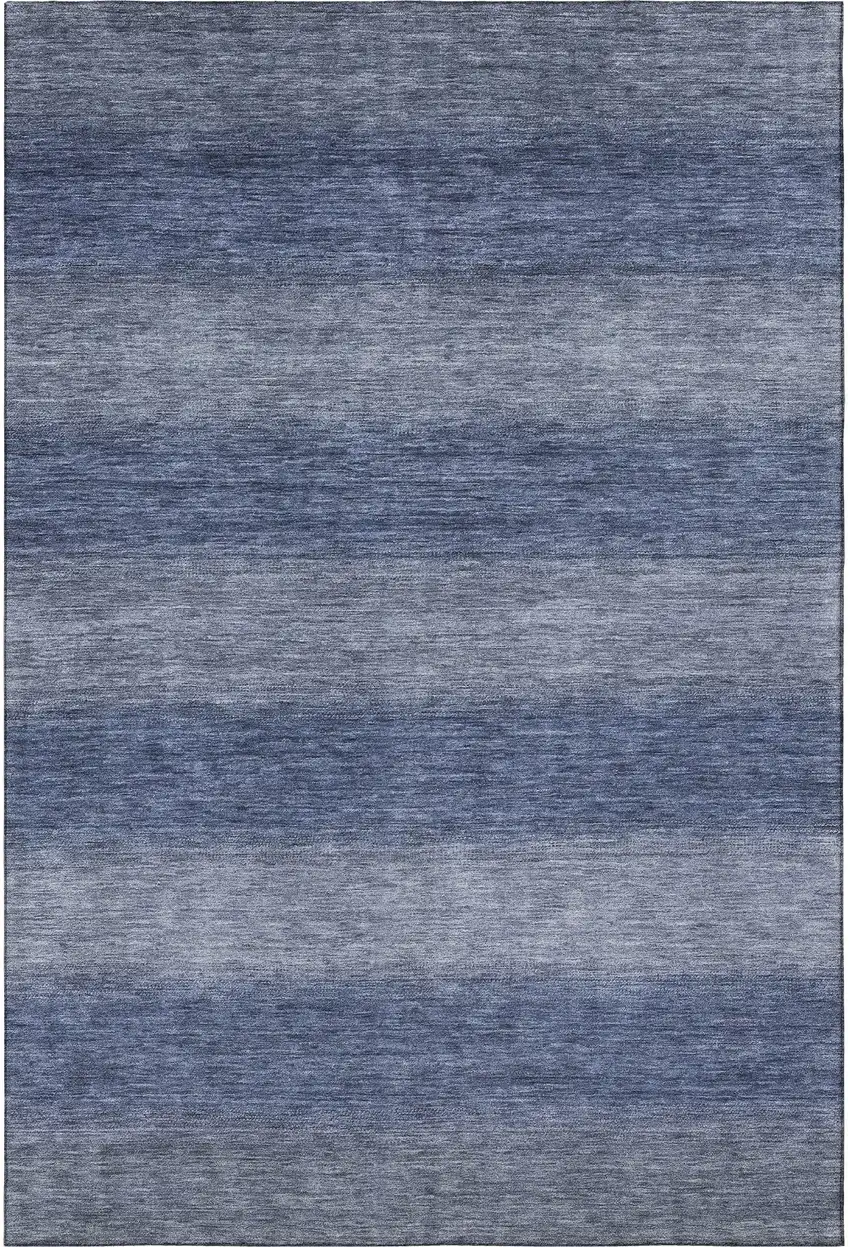 Blue And Sky Blue Striped Washable Area Rug With UV Protection Photo 3