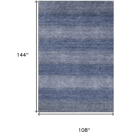 Blue And Sky Blue Striped Washable Area Rug With UV Protection Photo 9