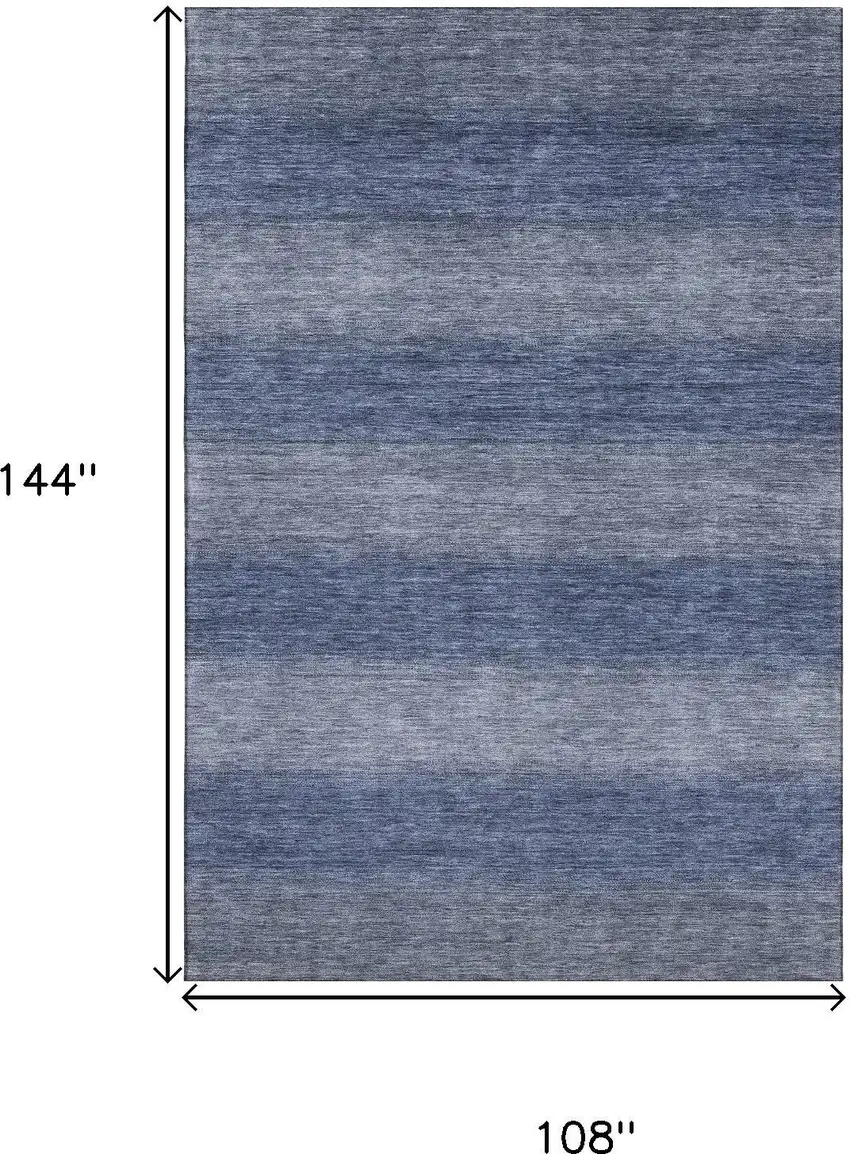 Blue And Sky Blue Striped Washable Area Rug With UV Protection Photo 9