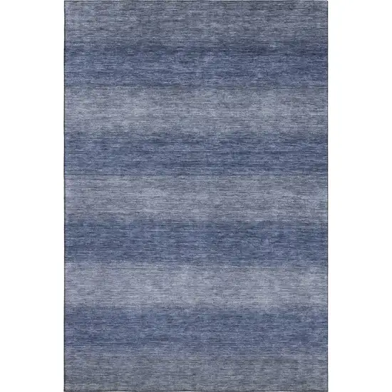 Blue And Sky Blue Striped Washable Area Rug With UV Protection Photo 1
