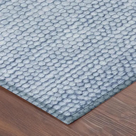 Blue And Sky Blue Striped Washable Indoor Outdoor Area Rug Photo 5