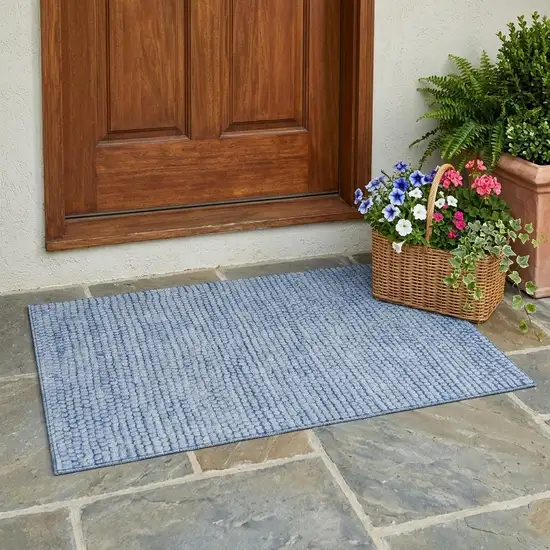 Blue And Sky Blue Striped Washable Indoor Outdoor Area Rug Photo 1