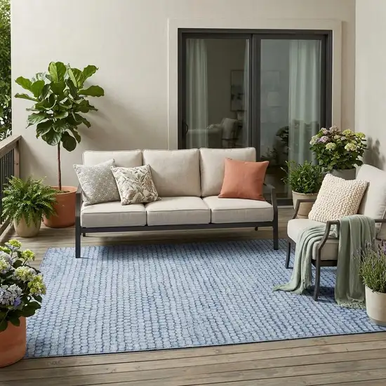 Blue And Sky Blue Striped Washable Indoor Outdoor Area Rug Photo 1