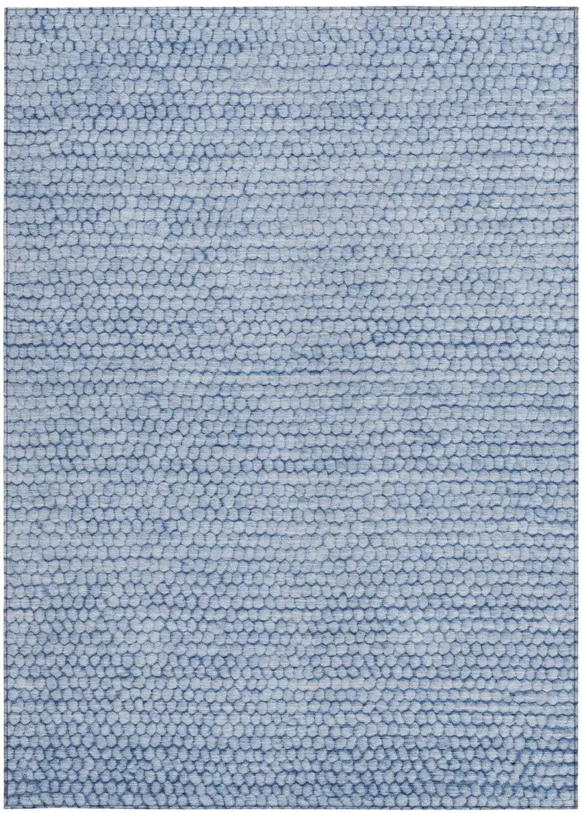 Blue And Sky Blue Striped Washable Indoor Outdoor Area Rug Photo 4