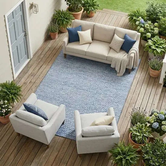 Blue And Sky Blue Striped Washable Indoor Outdoor Area Rug Photo 1
