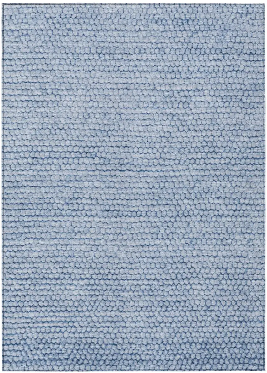 Blue And Sky Blue Striped Washable Indoor Outdoor Area Rug Photo 2