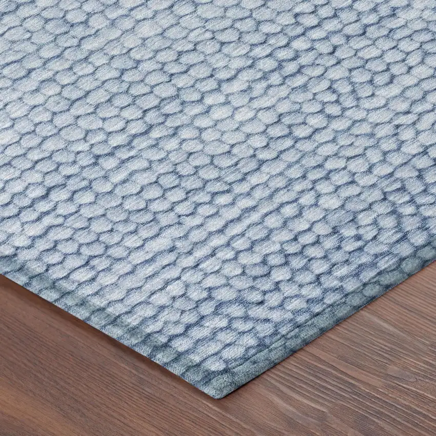 Blue And Sky Blue Striped Washable Indoor Outdoor Area Rug Photo 5