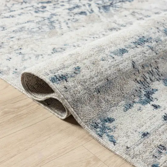 Blue And Sky Blue Tribal Distressed Washable Area Rug Photo 8