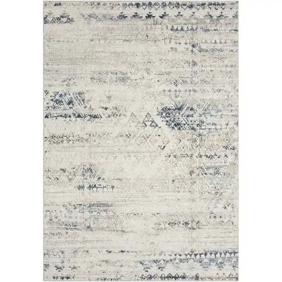Blue And Sky Blue Tribal Distressed Washable Area Rug Photo 2