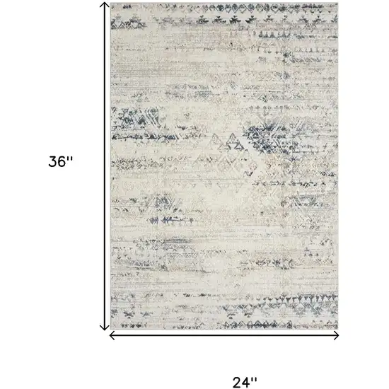 Blue And Sky Blue Tribal Distressed Washable Area Rug Photo 3