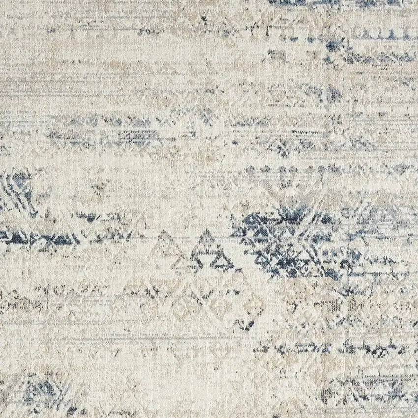 Blue And Sky Blue Tribal Distressed Washable Area Rug Photo 4