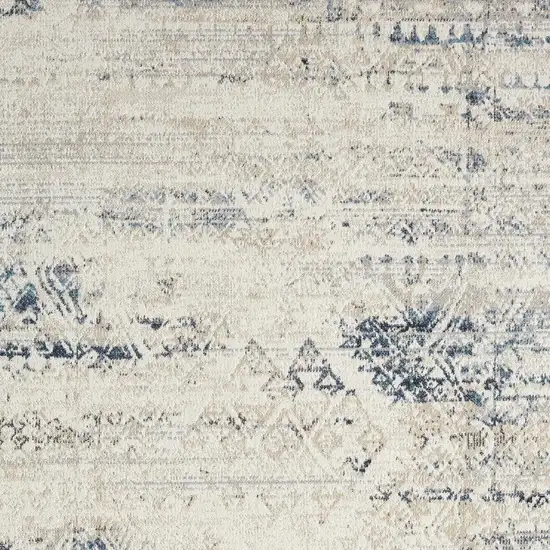 Blue And Sky Blue Tribal Distressed Washable Area Rug Photo 4