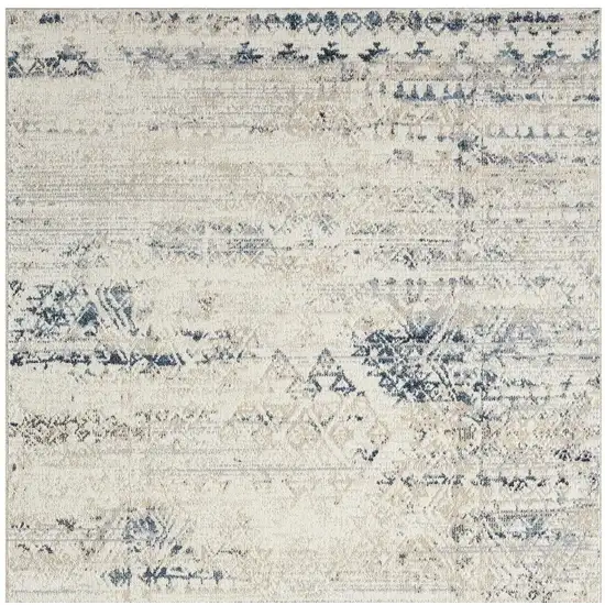 Blue And Sky Blue Tribal Distressed Washable Area Rug Photo 5