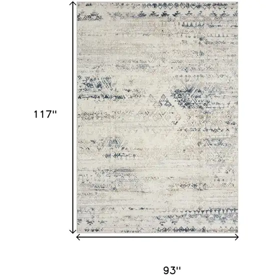 Blue And Sky Blue Tribal Distressed Washable Area Rug Photo 3