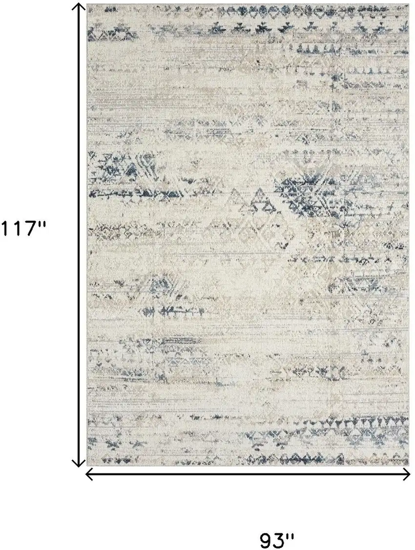 Blue And Sky Blue Tribal Distressed Washable Area Rug Photo 3