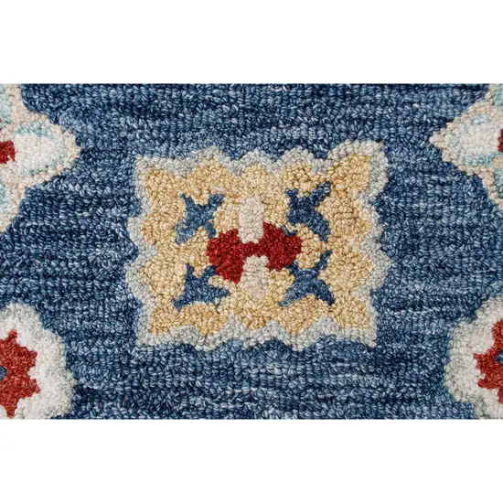 Blue And Sky Blue Wool Floral Hand Tufted Half Circle Rug Photo 8