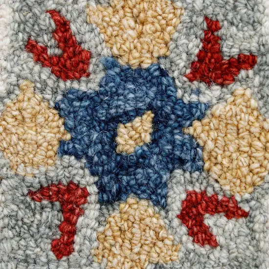 Blue And Sky Blue Wool Floral Hand Tufted Half Circle Rug Photo 5