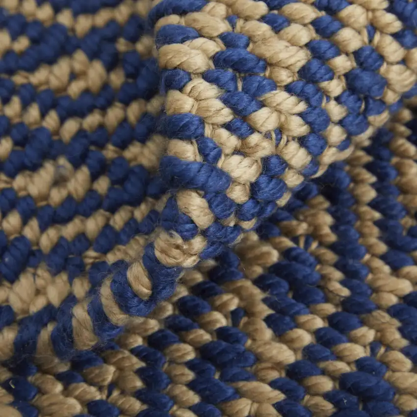 Blue And Tan Geometric Hand Woven Area Rug Photo 6