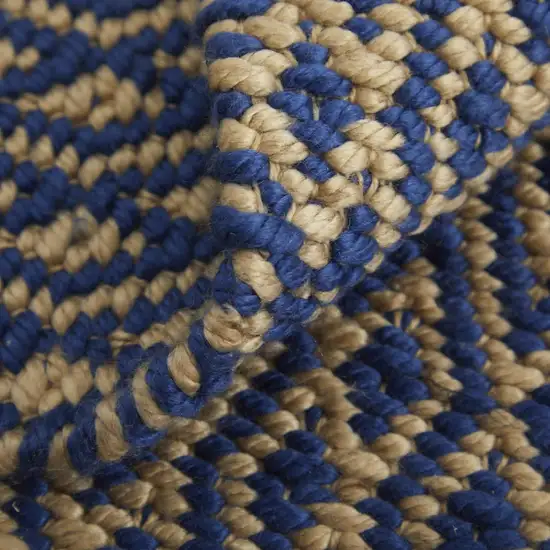 Blue And Tan Geometric Hand Woven Area Rug Photo 6
