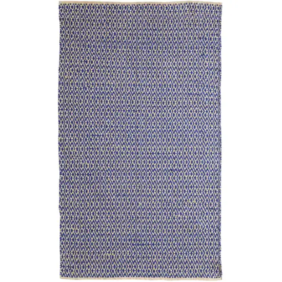 Blue And Tan Geometric Hand Woven Area Rug Photo 3