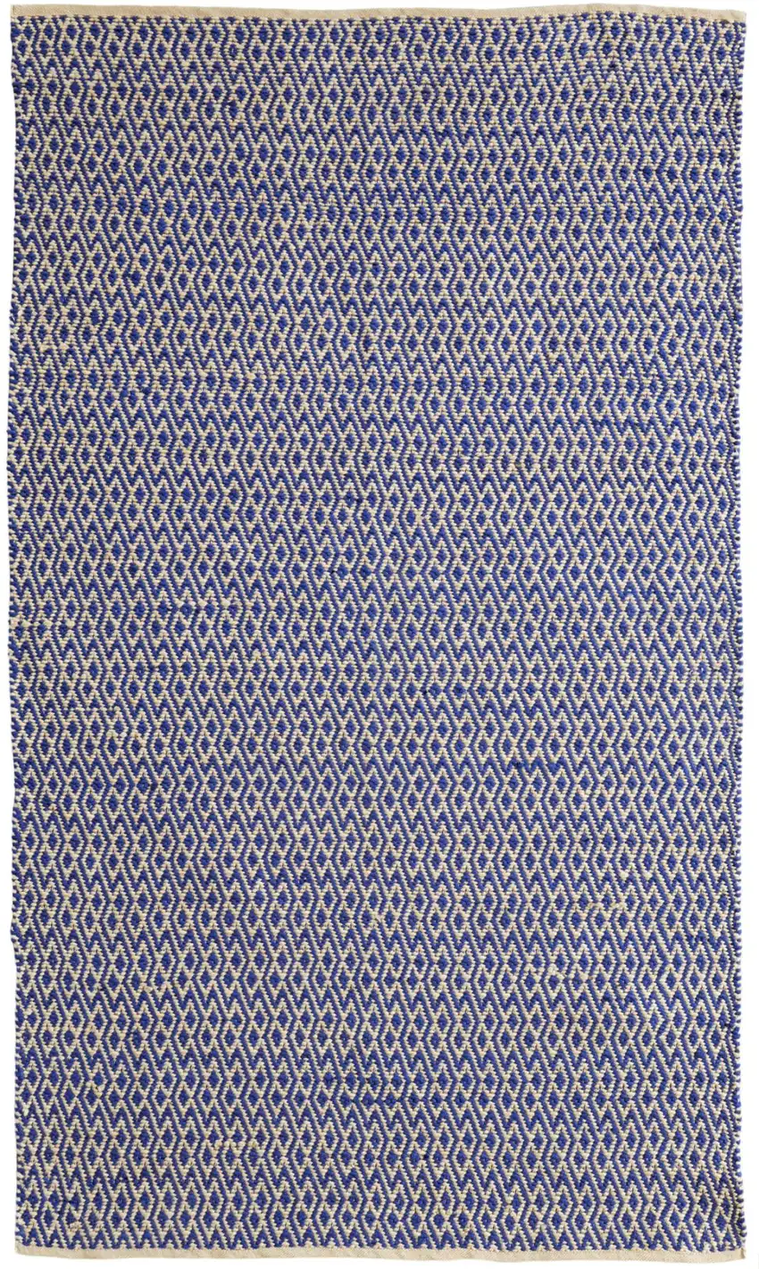 Blue And Tan Geometric Hand Woven Area Rug Photo 3