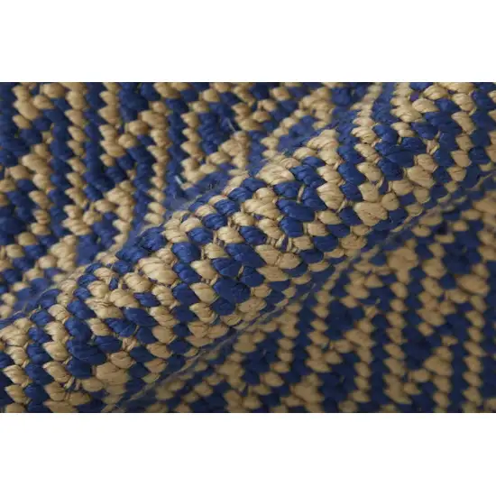 Blue And Tan Geometric Hand Woven Area Rug Photo 5