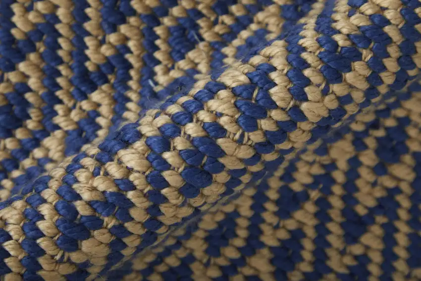 Blue And Tan Geometric Hand Woven Area Rug Photo 5