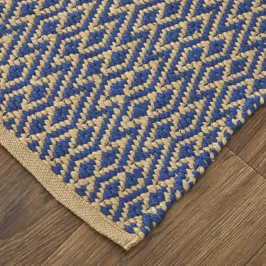 Blue And Tan Geometric Hand Woven Area Rug Photo 4