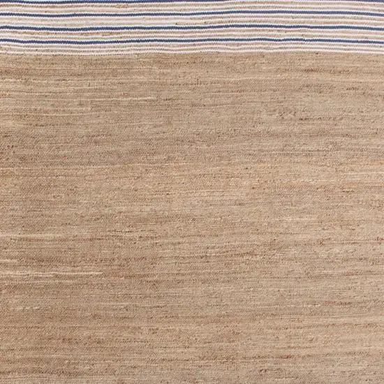 Blue And Tan Jute Striped Hand Woven Square Rug Photo 7
