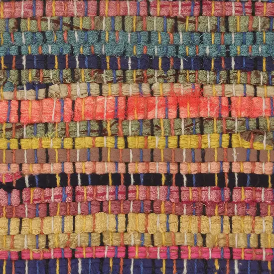 Blue And Tan Striped Hand Woven Area Rug Photo 9