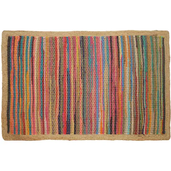 Blue And Tan Striped Hand Woven Area Rug Photo 2