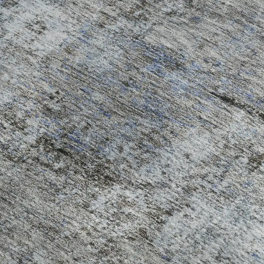 Blue And Taupe Abstract Washable Area Rug With UV Protection Photo 3