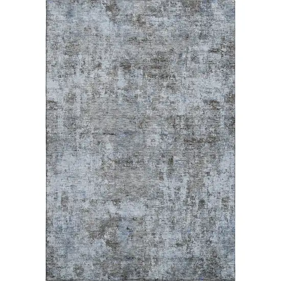 Blue And Taupe Abstract Washable Area Rug With UV Protection Photo 6