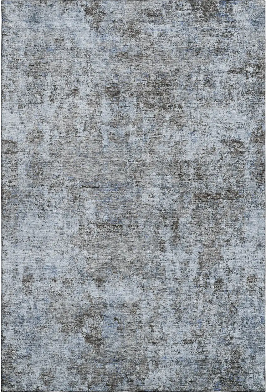 Blue And Taupe Abstract Washable Area Rug With UV Protection Photo 6